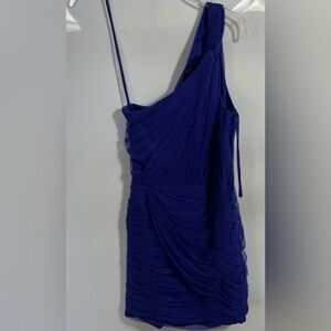Armani Exchange Blue Asymmetrical Ruched Cocktail Dress